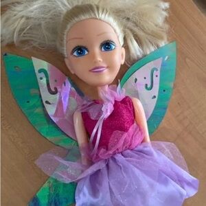 Doll fairy wings 17" tall with clothes